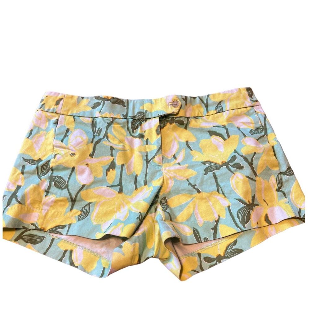 J. Crew Factory Floral Yellow and Green Women Shorts